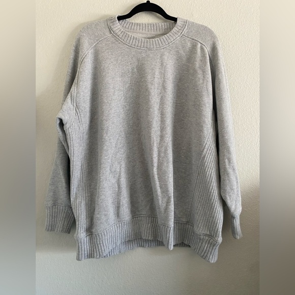 aerie Tops - Aerie Sweatshirt Oversized Gray Crew Neck